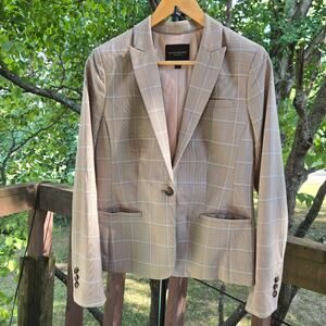 Banana Republic Wmn Preppy English Countryside Plaid Blazer 8 Classic Wool Blend